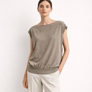 United Colors of Benetton Olive Taupe Batwing Top S Elastic Hem | NWOT